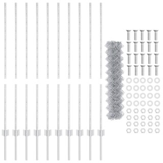  Ogrodzenie łańcuchowe z 20 słupkami U Srebrny 1.2x10 m Stal