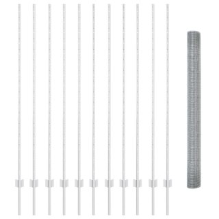  Ogrodzenie spawane z 22 srebrnymi słupkami 1.5x25 m stal