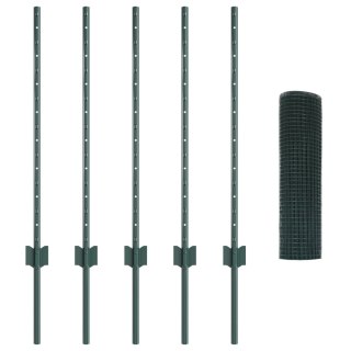  Ogrodzenie spawane z 5 słupkami U Zielone 0.8x10 m Stal