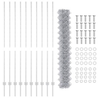  Ogrodzenie z 20 srebrnymi słupkami 1.5x10 m stal