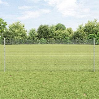  Ogrodzenie z drutu spawanego z 11 słupkami Srebrne 0.8x25 m Stal