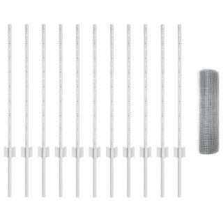  Ogrodzenie z drutu spawanego z 11 słupkami Srebrne 0.8x25 m Stal