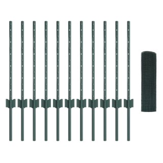  Ogrodzenie z drutu spawanego z 11 słupkami U Zielone 0.5x25 m Stal