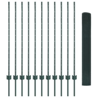  Ogrodzenie z drutu spawanego z 11 słupkami U Zielone 1.2x25 m Stal