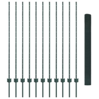  Ogrodzenie z drutu spawanego z 11 słupkami U Zielone 1.4x25 m Stal