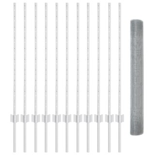  Ogrodzenie z drutu spawanego z 22 słupkami Srebrne 1x25 m Stal