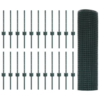  Ogrodzenie z drutu spawanego z 22 słupkami U Zielone 0.4x50 m Stal