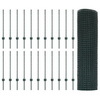  Ogrodzenie z drutu spawanego z 22 słupkami U Zielone 0.8x50 m Stal