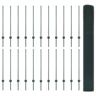  Ogrodzenie z drutu spawanego z 22 słupkami Zielone 1x50 m Stal
