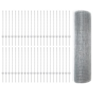  Ogrodzenie z drutu spawanego z 44 słupkami U Srebrny 0.8x100 m Stal
