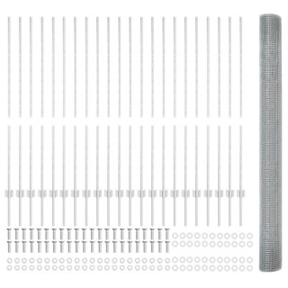 Ogrodzenie z drutu spawanego z 44 słupkami U Srebrnym 1.4x50 m Stal
