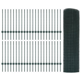  Ogrodzenie z drutu spawanego z 44 słupkami U Zielone 0.8x100 m Stal