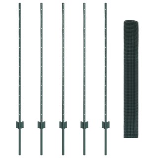  Ogrodzenie z drutu spawanego z 5 słupkami U Zielone 1.2x10 m Stal