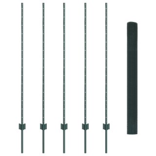  Ogrodzenie z drutu spawanego z 5 słupkami U Zielone 1,4x10 m Stal