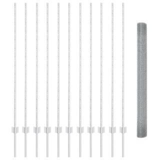  Ogrodzenie z drutu wzmacnianego z 22 słupkami U Srebrne 1.4x25 m Stal