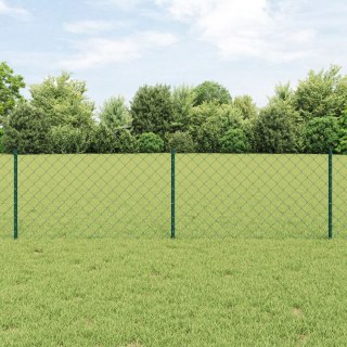  Ogrodzenie z ogniw łańcucha z 10 słupkami U Zielony 0.6x10 m Stal