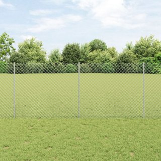  Ogrodzenie z ogniwami z 20 srebrnymi słupkami 1x10 m stalowe