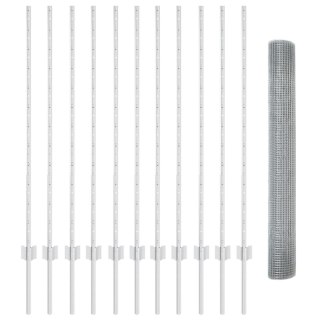  Ogrodzenie z siatki spawanej z 22 słupkami szarymi 1,2x25 m stal