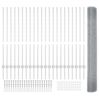  Ogrodzenie z siatki spawanej z 44 srebrnymi słupkami 1.2x50 m stal