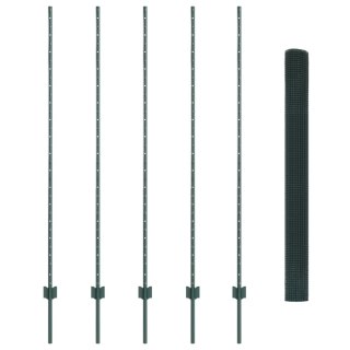  Ogrodzenie ze spawanego drutu z 5 słupkami zielonym 1.6x10 m ze stali