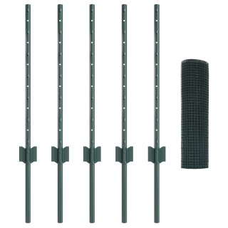  Zielone ogrodzenie z drutu spawanego z 5 słupkami U 0.6x10 m Stal