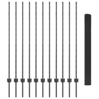  Ogrodzenie z drutu spawanego z 22 słupkami Szare 1,4x25 m Stal