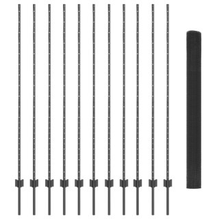  Ogrodzenie z drutu spawanego z 22 słupkami Szary 1.6x25 m Stal