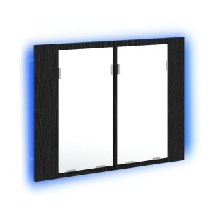 Lustro do łazienki LED  z szafką w czarnym dębie 60x12x45 cm z materiału drewnopochodnego
