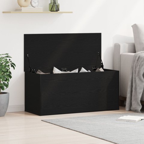 Skrzynia do przechowywania z pokrywą Czarna Dąb 100x42x46 cm Materiał drewnopochodny Skrzynia do przechowywania z pokrywą Czarna Dąb 100x42x46 cm Materiał drewnopochodny