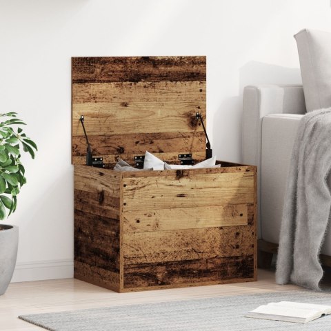Skrzynia do przechowywania z pokrywą w stylu starego drewna 60x42x46 cm z materiału drewnopochodnego Skrzynia do przechowywania z pokrywą w stylu starego drewna 60x42x46 cm z materiału drewnopochodnego