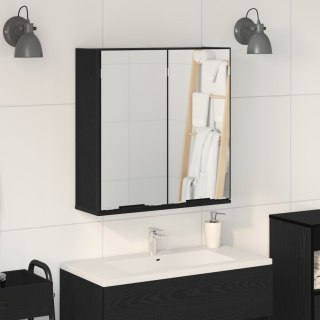Szafka z lustrem łazienkowym  - Czarny Dąb, 64x20x66.5 cm, Wykonana z materiału drewnopochodnego