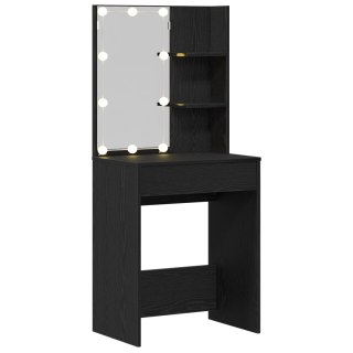  LED Toaletka w Czarnym Dębie, 60x40x140 cm, Wykonana z Materiału Drewnopochodnego