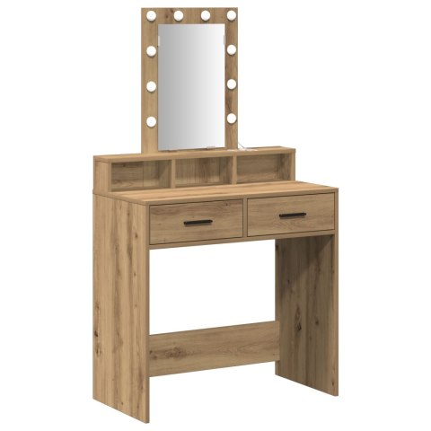 Toaletka  z LED-owym podświetleniem, w kolorze dębu, 79x41x140 cm