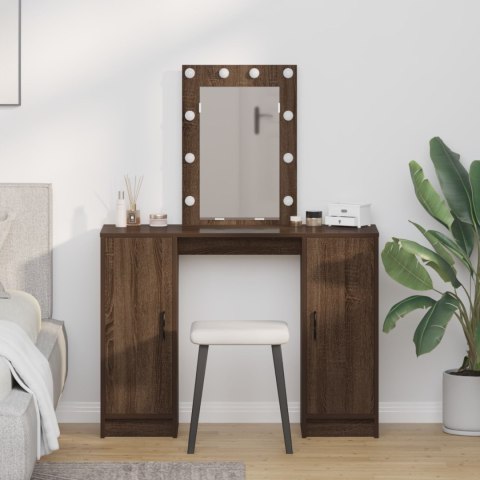 Toaletka  z lampkami LED Brązowy dąb 102x33x135 cm