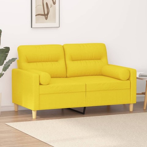2-osobowa sofa z poduszkami, jasnożółta, 120 cm, tkanina 2-osobowa sofa z poduszkami, jasnożółta, 120 cm, tkanina