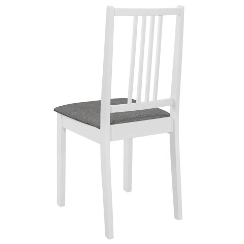 Krzesła z poduszkami, 6 szt., białe, lite drewno Krzesła z poduszkami, 6 szt., białe, lite drewno