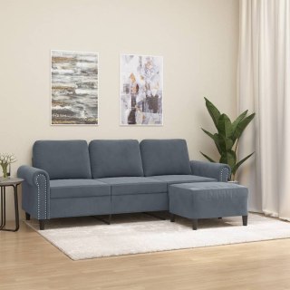  3-osobowa sofa z podnóżkiem, ciemnoszary, 180 cm, aksamit