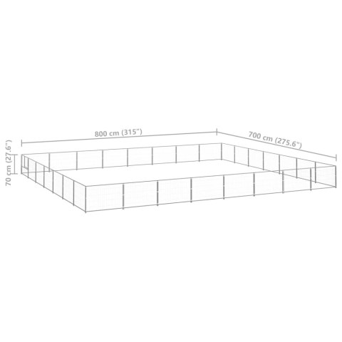  Kojec dla psa, srebrny, 56 m², stalowy