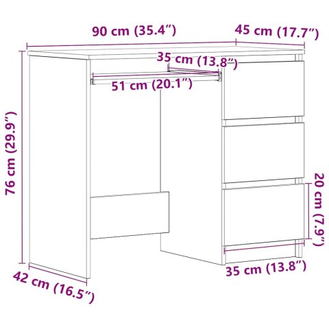 Biurko, białe z połyskiem, 90x45x76 cm, materiał drewnopochodny Biurko, białe z połyskiem, 90x45x76 cm, materiał drewnopochodny