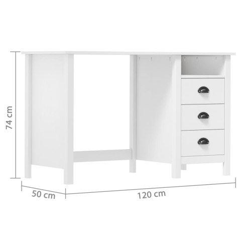 Biurko Hill z 3 szufladami, 120x50x74 cm, lita sosna Biurko Hill z 3 szufladami, 120x50x74 cm, lita sosna