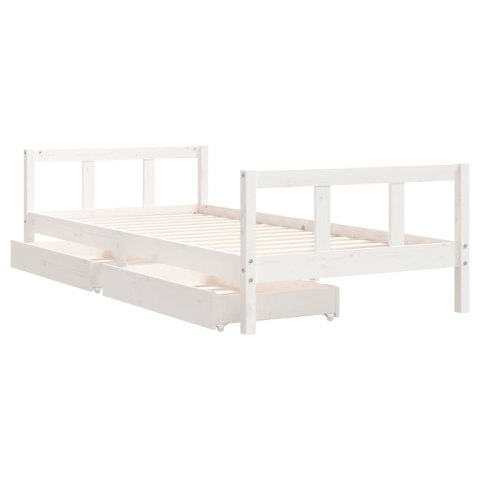 Rama łóżka dziecięcego z szufladami, biała, 90x200 cm, sosnowa Rama łóżka dziecięcego z szufladami, biała, 90x200 cm, sosnowa