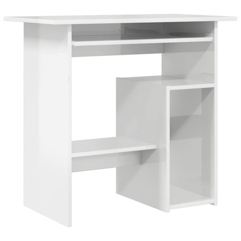 Biurko, białe z połyskiem, 80x45x74 cm, materiał drewnopochodny Biurko, białe z połyskiem, 80x45x74 cm, materiał drewnopochodny
