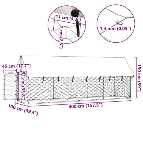 Kojec dla psa z zadaszeniem, 400 x 100 x 150 cm Kojec dla psa z zadaszeniem, 400 x 100 x 150 cm