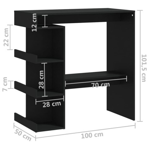 Stolik barowy z półkami, czarny, 100x50x101,5 cm Stolik barowy z półkami, czarny, 100x50x101,5 cm