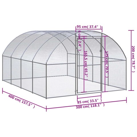 Klatka zewnętrzna dla kurcząt, 3x4x2 m, stal galwanizowana Klatka zewnętrzna dla kurcząt, 3x4x2 m, stal galwanizowana