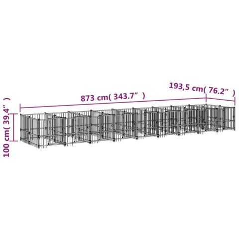  Kojec zewnętrzny dla psa, stalowy, 16,89 m²