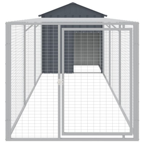  Kurnik z wybiegiem, antracytowy, 117x405x123 cm, stal