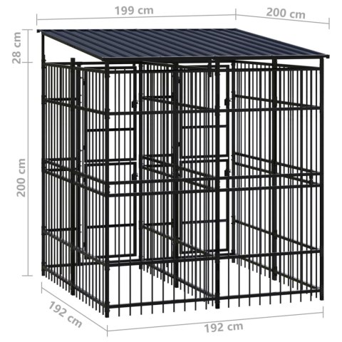 Kojec zewnętrzny dla psów, z zadaszeniem, stalowy, 3,69 m² Kojec zewnętrzny dla psów, z zadaszeniem, stalowy, 3,69 m²