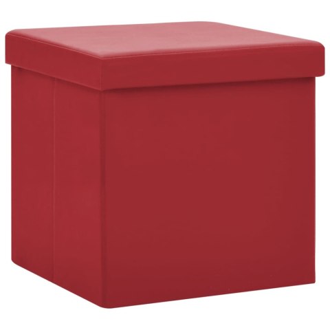 Składany stołek ze schowkiem, winna czerwień, PVC Składany stołek ze schowkiem, winna czerwień, PVC