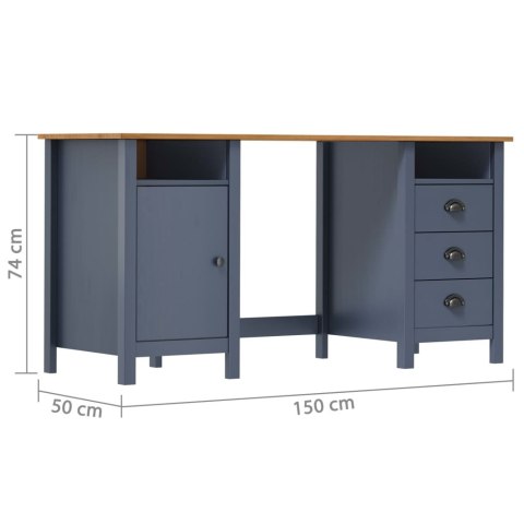 Biurko Hill, szare, 150x50x74 cm, lite drewno sosnowe Biurko Hill, szare, 150x50x74 cm, lite drewno sosnowe